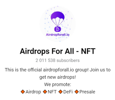 AirdropForAll nft channel telegram